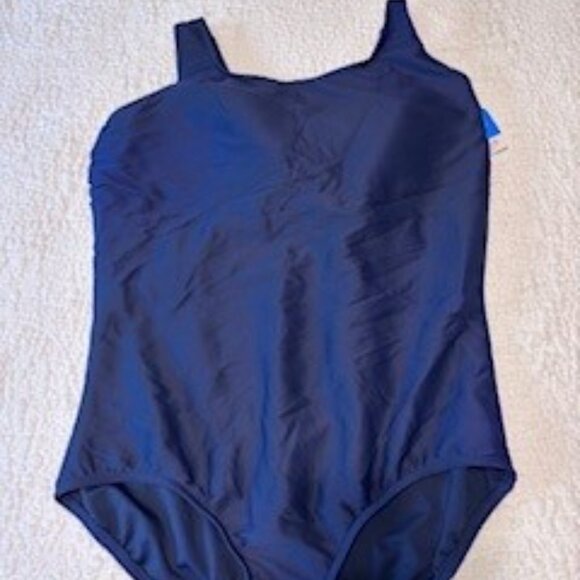 Land's End Navy Tugless Low Leg Ribbed One Piece Swimsuit NWT Size 24W - Picture 5 of 6